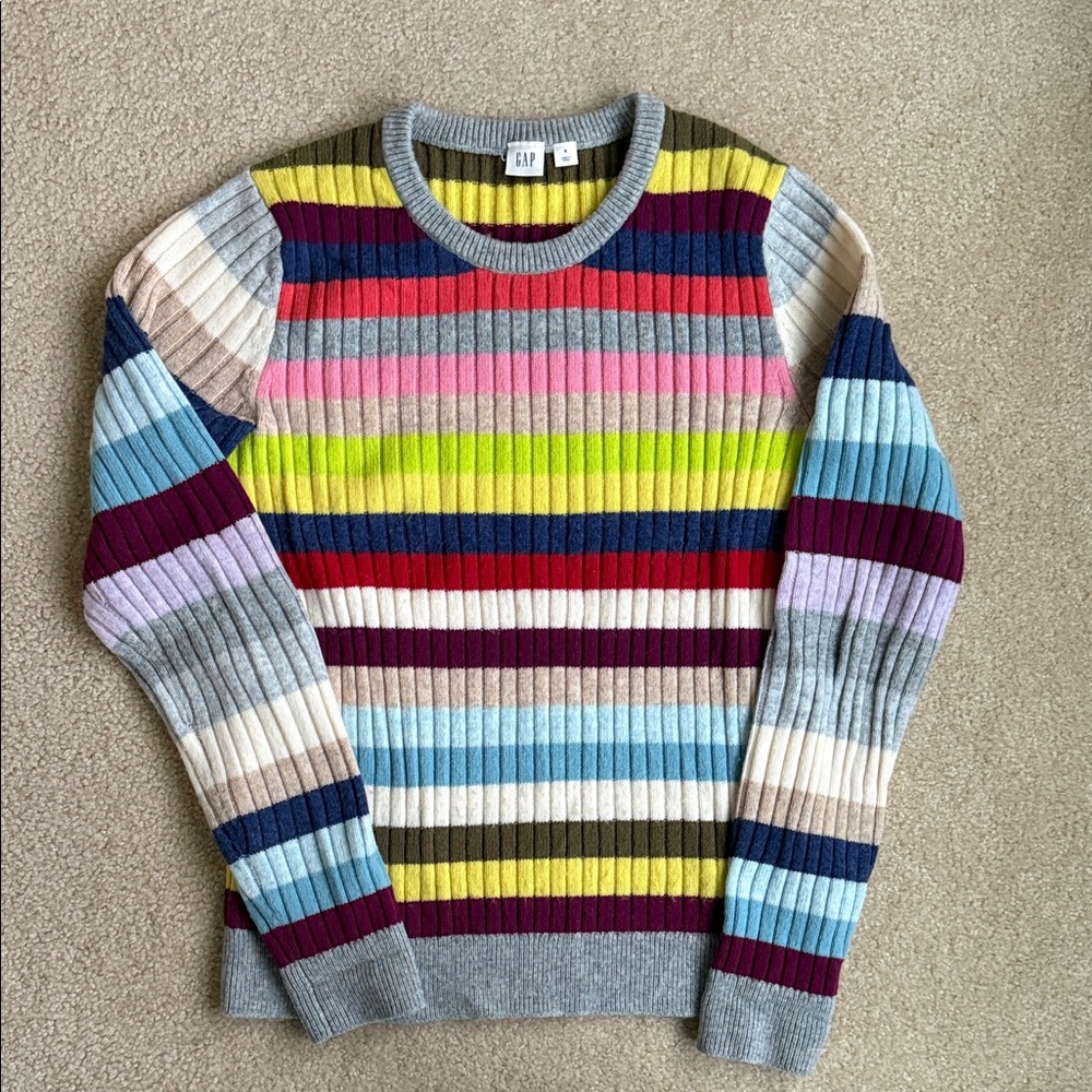 GAP Colorful Striped Crewneck Sweater